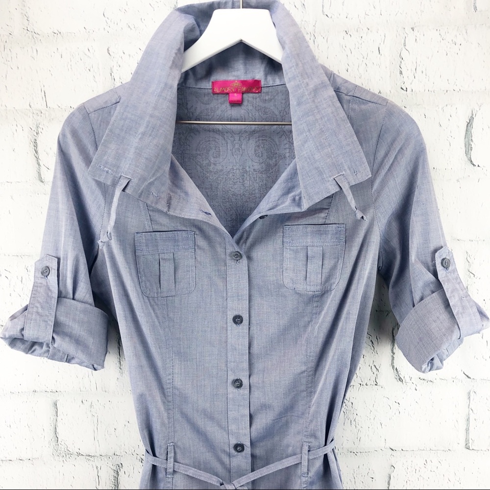 Almost Famous Chambray Design Back Tunic Top